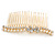 Bridal/ Wedding/ Prom/ Party Gold Tone Clear Crystal, Simulated Pearl, Double Butterfly Floral Hair Comb - 80mm - view 7