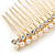 Bridal/ Wedding/ Prom/ Party Gold Tone Clear Crystal, Simulated Pearl, Double Butterfly Floral Hair Comb - 80mm - view 4