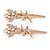 2 Bridal/ Prom Clear Crystal, White Glass Pearl Butterfly Hair Grips/ Slides In Rose Gold Metal - 70mm L