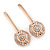 2 Bridal/ Prom Clear Crystal, White Glass Pearl Button Hair Grips/ Slides In Rose Gold Tone Metal - 60mm L - view 9
