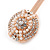 2 Bridal/ Prom Clear Crystal, White Glass Pearl Button Hair Grips/ Slides In Rose Gold Tone Metal - 60mm L - view 4