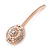 2 Bridal/ Prom Clear Crystal, White Glass Pearl Button Hair Grips/ Slides In Rose Gold Tone Metal - 60mm L - view 5