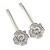2 Bridal/ Prom Clear Crystal Flower Hair Grips/ Slides In Rhodium Plated Metal - 60mm Across - view 7