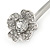 2 Bridal/ Prom Clear Crystal Flower Hair Grips/ Slides In Rhodium Plated Metal - 60mm Across - view 4