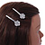2 Bridal/ Prom Clear Crystal Flower Hair Grips/ Slides In Rhodium Plated Metal - 60mm Across - view 3