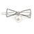 Silver Plated Clear Crystal White Glass Pearl Open Bow Hair Slide/ Grip - 50mm Across - view 6