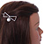 Silver Plated Clear Crystal White Glass Pearl Open Bow Hair Slide/ Grip - 50mm Across - view 3
