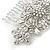Bridal/ Wedding/ Prom/ Party Silver Tone Clear Austrian Crystal Floral Side Hair Comb - 75mm - view 5