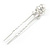 Bridal/ Wedding/ Prom/ Party Set Of 3 Rhodium Plated Clear Austrian Crystal Faux Pearl Hair Pins - view 7