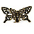 Vintage Inspired Black Crystal Butterfly with Mobile Wings Hair Claw In Antique Gold Tone - 85mm Across - view 7