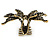 Vintage Inspired Black Crystal Butterfly with Mobile Wings Hair Claw In Antique Gold Tone - 85mm Across - view 3