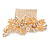 Large Bridal/ Wedding/ Prom/ Party Rose Gold Tone Clear Crystal, Simulated Pearl Floral Hair Comb - 10.5cm - view 7