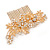 Large Bridal/ Wedding/ Prom/ Party Rose Gold Tone Clear Crystal, Simulated Pearl Floral Hair Comb - 10.5cm - view 4