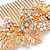 Large Bridal/ Wedding/ Prom/ Party Rose Gold Tone Clear Crystal, Simulated Pearl Floral Hair Comb - 10.5cm - view 5