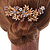 Large Bridal/ Wedding/ Prom/ Party Rose Gold Tone Clear Crystal, Simulated Pearl Floral Hair Comb - 10.5cm - view 3