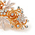 Large Two Tone Diamante Rose & Daisy Floral Barrette Hair Clip Grip (Rose Gold/ Matt Silver Tone) - 10cm Across - view 5