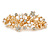 Large Gold Tone Diamante Faux Pearl Floral Barrette Hair Clip Grip - 90mm Across - view 5
