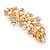 Large Gold Tone Diamante Faux Pearl Floral Barrette Hair Clip Grip - 90mm Across - view 6
