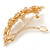 Large Gold Tone Diamante Faux Pearl Floral Barrette Hair Clip Grip - 90mm Across - view 7