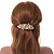 Large Gold Tone Diamante Faux Pearl Floral Barrette Hair Clip Grip - 90mm Across - view 2