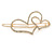 Gold Plated Clear Crystal Open Double Heart Hair Slide/ Grip - 75mm Across