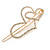 Gold Plated Clear Crystal Open Double Heart Hair Slide/ Grip - 75mm Across - view 4
