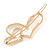 Gold Plated Clear Crystal Open Double Heart Hair Slide/ Grip - 75mm Across - view 5