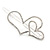 Silver Plated Clear Crystal Open Double Heart Hair Slide/ Grip - 75mm Across