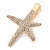 Clear Crystal Starfish Hair Beak Clip/ Concord Clip/ Clamp Clip In Gold Tone - 65mm L