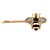 Cute Crystal Bee Hair Grip/ Slide In Gold Plating - 55mm Across - view 2