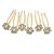 Bridal/ Wedding/ Prom/ Party Set Of 6 Clear/ Ab Austrian Crystal Daisy Flower Hair Pins In Gold Tone - view 8