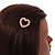 Small Gold Tone Clear Crystal Heart Hair Slide/ Grip - 50mm Across - view 3