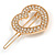 Small Gold Tone Clear Crystal Heart Hair Slide/ Grip - 50mm Across - view 5