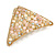 Small AB Crystal Pastel Pink/ Caramel Floral Hair Claw/ Clamp In Gold Tone - 65mm Across