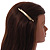 Contemporary Hammered Bar Barrette Hair Clip Grip in Gold Tone - 90mm W - view 2