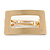 Gold Tone Satin Finish Large 'Buckle' Square Barrette Hair Clip Grip - 80mm Across