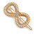 Gold Tone Clear Crystal Cream Faux Pearl Bow Hair Slide/ Grip - 60mm Across - view 8