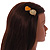 Romantic Gold Tone PU Leather Heart and Flower Hair Beak Clip/ Concord Clip (Mustard Yellow/ Beige) - 60mm L - view 2