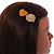Romantic Gold Tone PU Leather Heart and Flower Hair Beak Clip/ Concord Clip (Mustard Yellow/ Beige) - 60mm L - view 3