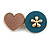 Romantic Gold Tone PU Leather Heart and Flower Hair Beak Clip/ Concord Clip (Dusty Pink/ Teal) - 60mm L - view 4