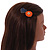 Romantic Gold Tone PU Leather Heart and Flower Hair Beak Clip/ Concord Clip (Dark Blue/ Orange) - 60mm L - view 2