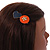 Romantic Gold Tone PU Leather Heart and Flower Hair Beak Clip/ Concord Clip (Dark Blue/ Orange) - 60mm L - view 3