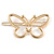 Set Of Twisted Hair Slides and Open Butterfly Hair Slide/ Grip In Gold Tone Metal - view 8