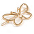 Set Of Twisted Hair Slides and Open Butterfly Hair Slide/ Grip In Gold Tone Metal - view 5