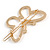 Set Of Twisted Hair Slides and Open Butterfly Hair Slide/ Grip In Gold Tone Metal - view 6