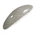 Grey Olive Stripy Print Acrylic Oval Barrette/ Hair Clip In Silver Tone - 90mm Long