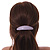 Lavender Stripy Print Acrylic Oval Barrette/ Hair Clip In Silver Tone - 90mm Long - view 3