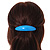 Sky Blue Stripy Print Acrylic Oval Barrette/ Hair Clip In Silver Tone - 90mm Long - view 3
