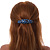 Blue/ Black Feather Motif Acrylic Oval Barrette/ Hair Clip - 95mm Long - view 2