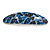 Blue/ Black Feather Motif Acrylic Oval Barrette/ Hair Clip - 95mm Long - view 8